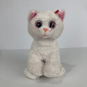 Ty Beanie Babies Boo Bianca The White Cat Solid Pink Eyes & Ears 7"
